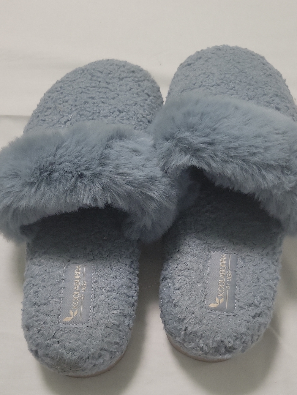Koolaburra Plush Light Gray Slide Slippers